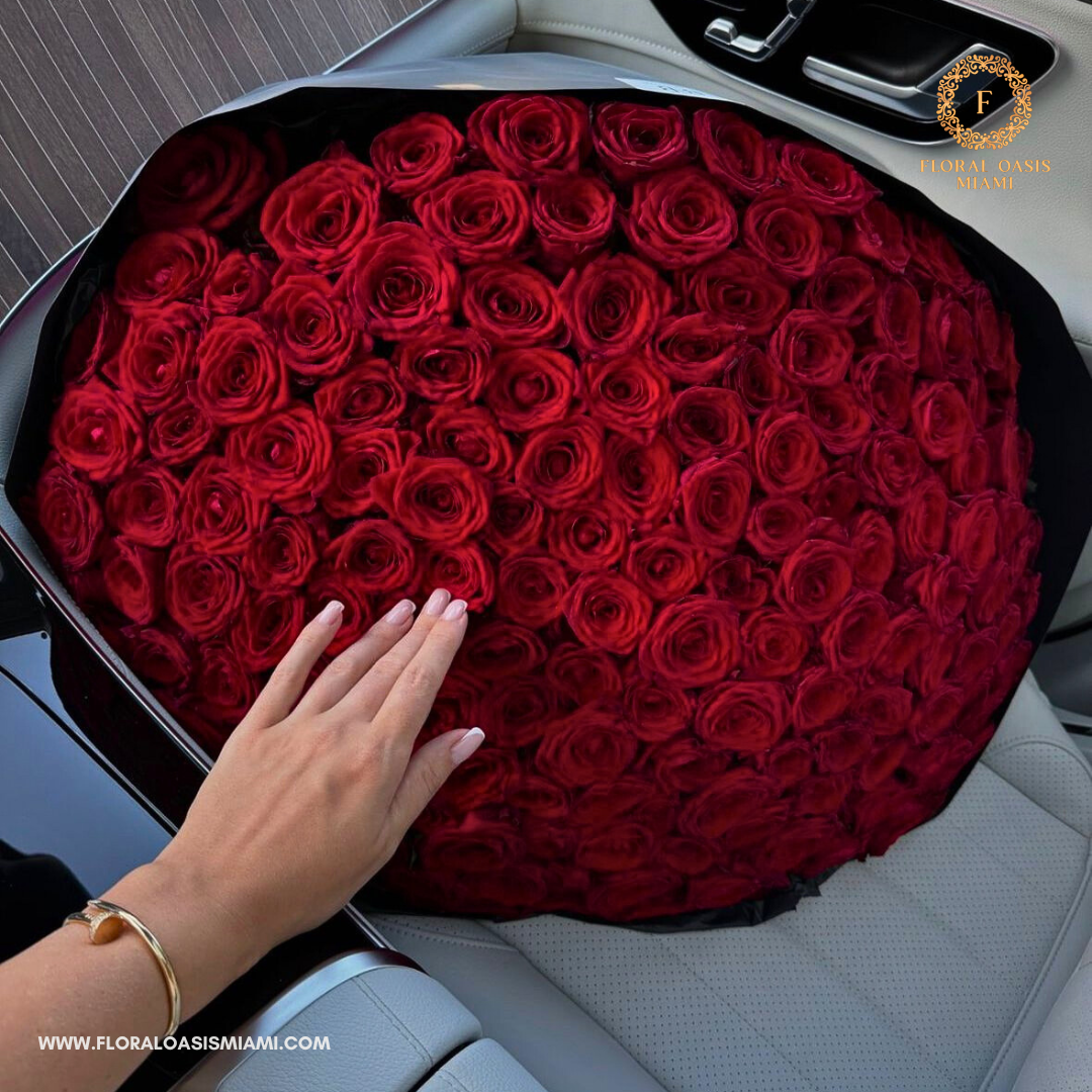 200 red roses bouquet – Floral Oasis Miami